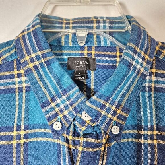 J. Crew Teal and Yellow Plaid Button Down Shirt - Picture 5 of 11